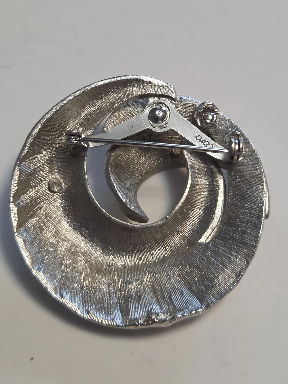 Vtg Coro Silver-Tone Swirl Sculptural Brooch
